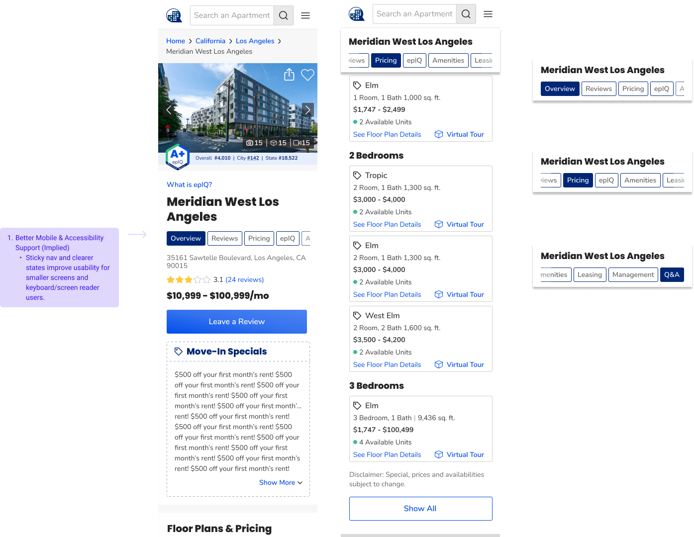 Community Page Navigation Mobile version